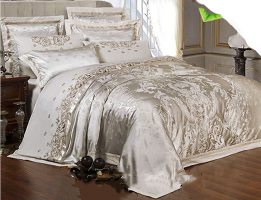 Ice Silk Jacquard European Luxury High-end Linen And Cotton Bedding Set