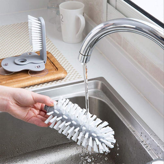 New Kitchen Accessories 2 In 1 Cup Scrubber Glass Cleaner Bottles Brush Sink Drink Mug Wine Suction Cup Cleaning Brush Gadgets